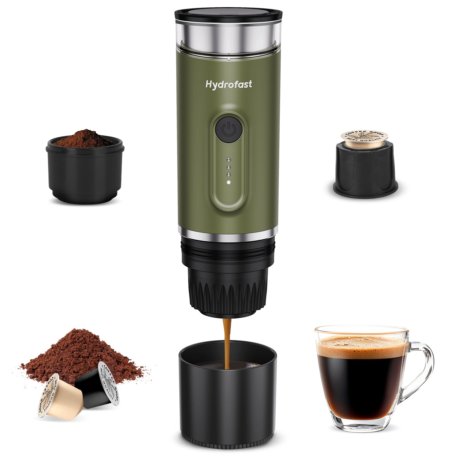 Hydrofast PO-100 Portable Espresso Machine | 15 Bar & 7800mAh