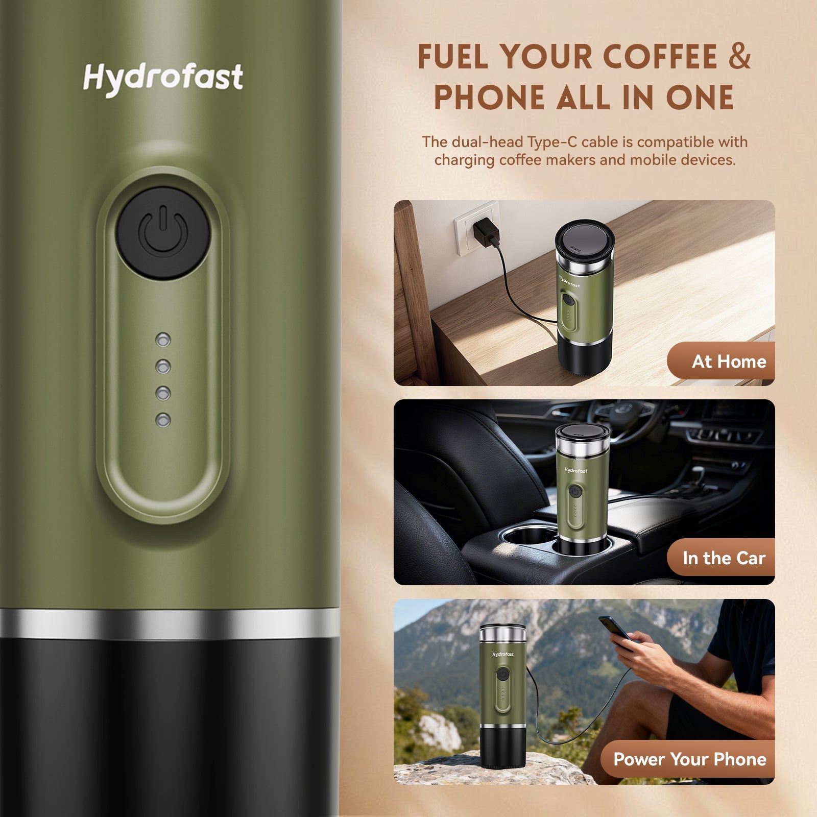 Hydrofast PO-100 Portable Espresso Machine | 15 Bar & 7800mAh